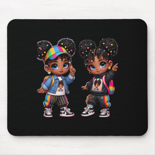 Dubbele S Bold Black Twins Art Sticker Muismat (Voorkant)