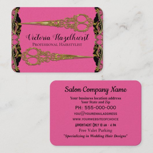 Dubbele schaar Parijs parelbaroque hairstyist Visitekaartje (Voorkant / Achterkant)