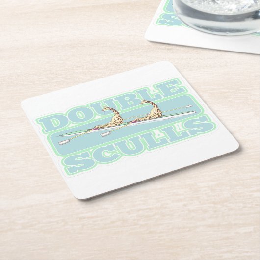 Dubbele schedels roeien kartonnen onderzetters (Schuin)