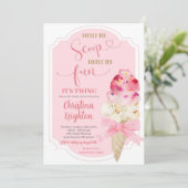 Dubbele Schep Ijs Tweeling Baby Shower Kaart (Staand voorkant)