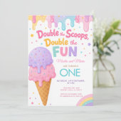 Dubbele Scheppen Dubbel Feest Tweeling Verjaardag Kaart (Staand voorkant)