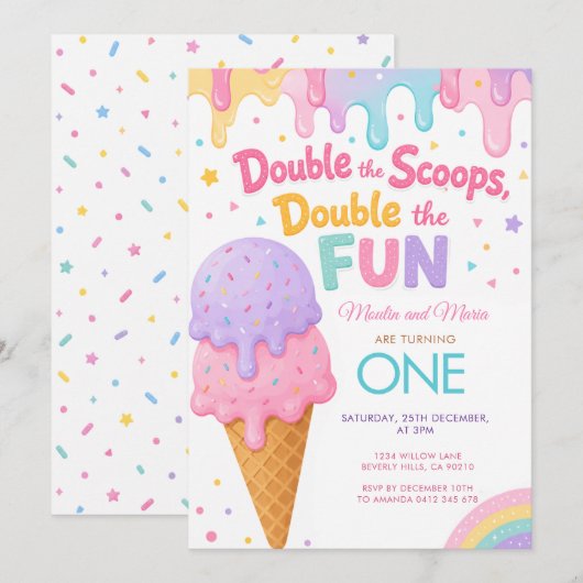 Dubbele Scheppen Dubbel Feest Tweeling Verjaardag Kaart (Voorkant / Achterkant)