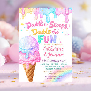 Dubbele Scheppen Verjaardags ijs Glitter Kaart
