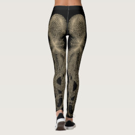 Dubbele sepia op zwarte octopus leggings