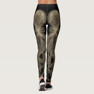 Dubbele sepia op zwarte  octopus leggings