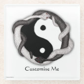 Dubbele serpents (wit/zwart) glazen onderzetter (Voorkant)