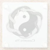 Dubbele serpents (wit/zwart) glazen onderzetter (Achterkant)