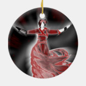 Dubbele sierafbeelding rood en groen keramisch ornament (Achterkant)