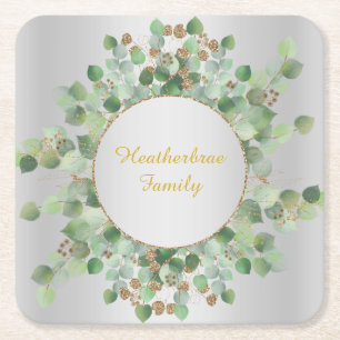 DUBBELE SILVER EUCALYPTUS BRANCH CUTTING BOA KARTONNEN ONDERZETTERS