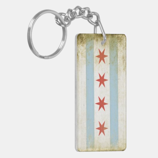 Dubbele Sleutelhanger met Cool Chicago Flag Print (Voorkant Links)