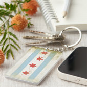 Dubbele Sleutelhanger met Cool Chicago Flag Print (Voorkant Rechts)