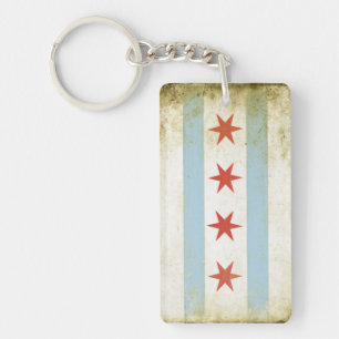 Dubbele Sleutelhanger met Cool Chicago Flag Print