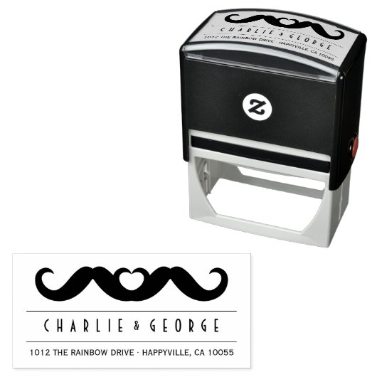 Dubbele snor liefde gay bruiloft zelf inkt stempel (In situ)