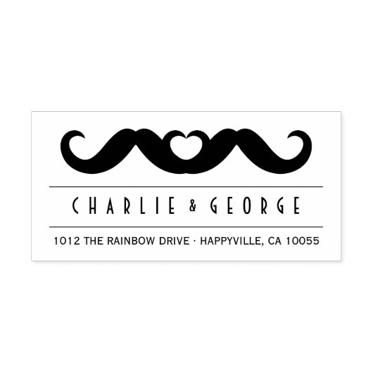 Dubbele snor liefde gay bruiloft zelf inkt stempel (Design)