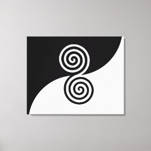 Dubbele Spiraal Kunst in Zwart & Wit Canvas Afdruk