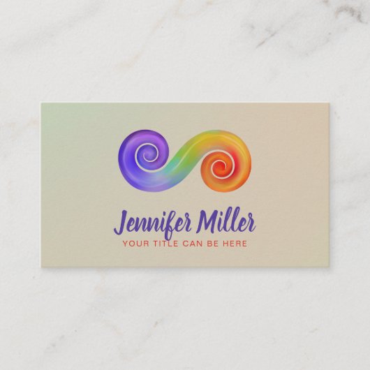 Dubbele spiraal Symbool van Balans - Regenboog str Visitekaartje (Voorkant)