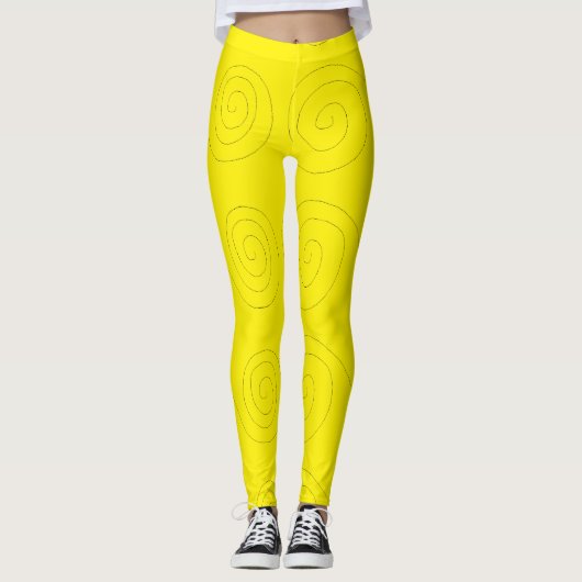 dubbele spiraallijnen op geel leggings (Voorkant)
