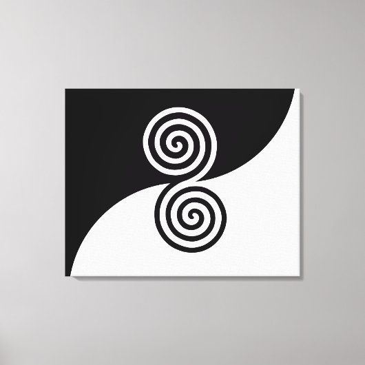 Dubbele spirale kunst in zwart-wit canvas afdruk (Voorkant)