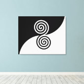 Dubbele spirale kunst in zwart-wit canvas afdruk (Insitu (Houten vloer))