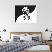 Dubbele spirale kunst in zwart-wit canvas afdruk (Insitu (Slaapkamer))