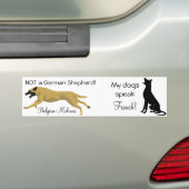 Dubbele sticker: GEEN herder/hond spreekt frans Bumpersticker (Op auto)