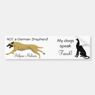 Dubbele sticker: GEEN herder/hond spreekt frans Bumpersticker