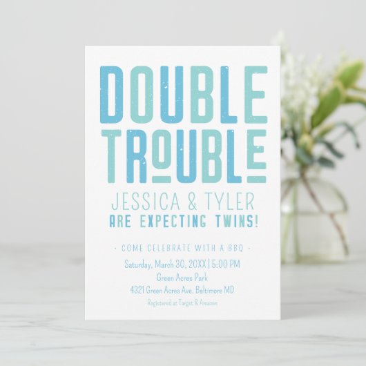 Dubbele storting van Baby shower met tweekleppige  Kaart (Staand voorkant)