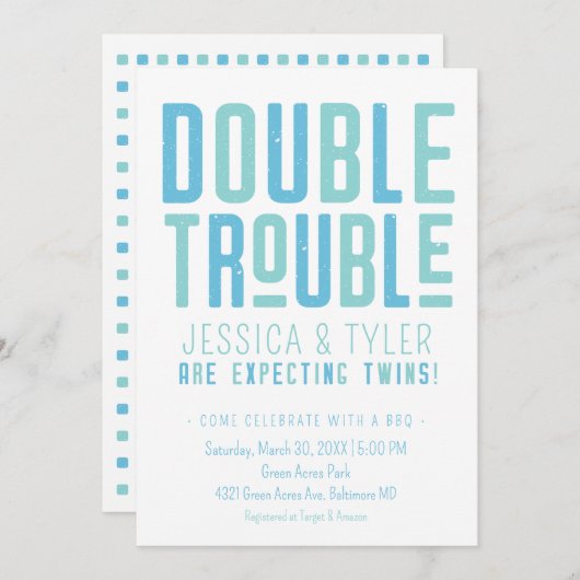 Dubbele storting van Baby shower met tweekleppige  Kaart (Voorkant / Achterkant)