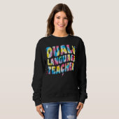 Dubbele taal docer Groovy Tie Dye Dual Language Trui (Voorkant volledig)