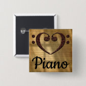 Dubbele tas Clef Heart Piano Vierkante Button 5,1 Cm (Voorkant /achterkant)