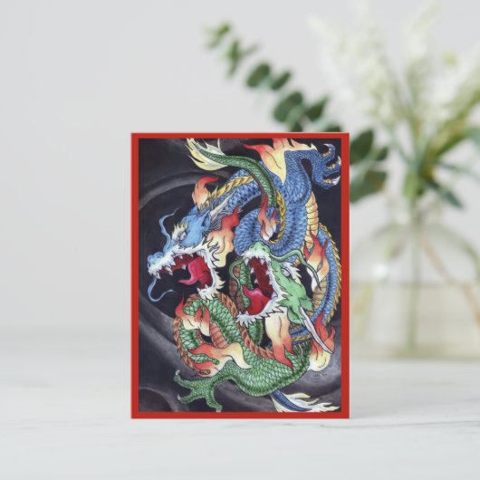 Dubbele tekeningen briefkaart (Staand voorkant)