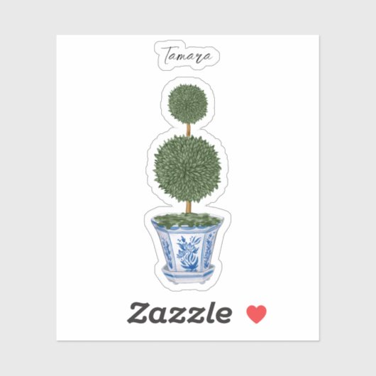 Dubbele Topiary Tree Chinoiserie Vinyl Sticker (Vel)