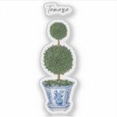 Dubbele Topiary Tree Chinoiserie Vinyl Sticker (Voorkant)