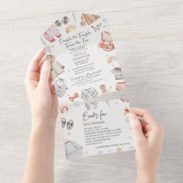 Dubbele troebele kleren Twins Girls boeken Baby Sh All In One Uitnodiging