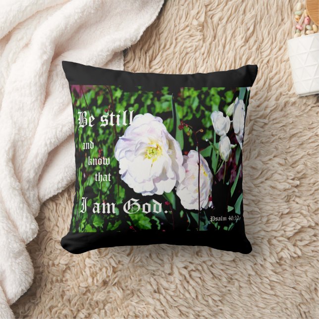 Dubbele tulpen Psalm 46:10 Kussen (Deken)