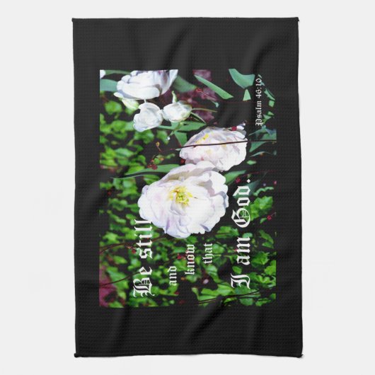 Dubbele Tulpen Psalm 46:10 Theedoek (Verticaal)