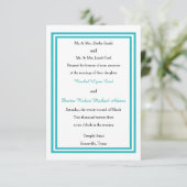 Dubbele Turquoise Rand - 3x5 Trouw Uitnodiging (Staand voorkant)