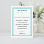 Dubbele Turquoise Rand - 3x5 Trouw Uitnodiging (Staand voorkant)