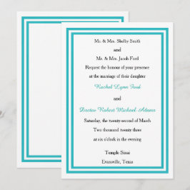 Dubbele Turquoise Rand - 5x7 Trouwuitnodiging Kaart