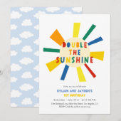 Dubbele uitnodiging op zonneschijn tweeling (Voorkant / Achterkant)