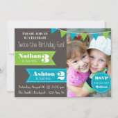 Dubbele uitnodiging voor een feest (jongen/jongen) (Voorkant)