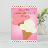 Dubbele uitzending van Ice Cream Birthday-uitnodig Kaart (Staand voorkant)
