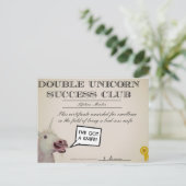 Dubbele Unicorn Success Club Briefkaart (Staand voorkant)