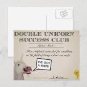 Dubbele Unicorn Success Club Briefkaart (Voorkant / Achterkant)