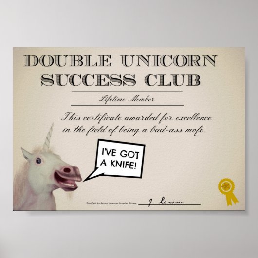 Dubbele Unicorn Success Club Poster (Voorkant)