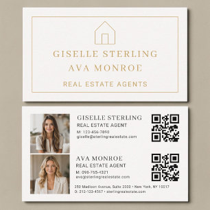 Dubbele Vastgoedmakelaar Neutrale QR-code Twee Fot Visitekaartje