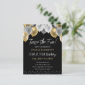 Dubbele Verjaardag Goud en Zilveren Ballon Uitnodi Kaart (Staand voorkant)