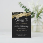 Dubbele Verjaardag Goud en Zwart Proost Kaart (Staand voorkant)