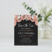 Dubbele Verjaardag roze en Zilveren Ballon Uitnodi Kaart (Staand voorkant)