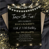 Dubbele Verjaardag String Licht Hout Kaart